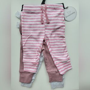 Koala Baby 3 Pieces Pajama Pants, Mauve/Pink/Gray 0-3 months